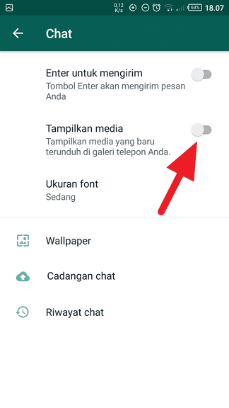 Tampilkan media off Cara Sembunyikan Foto/Video WhatsApp dari Galeri Ponsel 6 Tampilkan media off