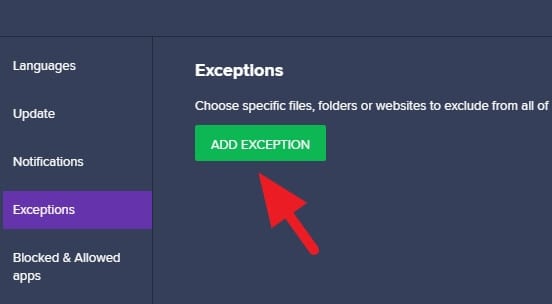 add exception 1 3 Cara Jalankan Program yang Diblokir Avast 9 add exception 1