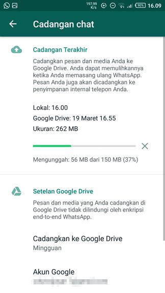 Cadangan diunggah Cara Mudah Backup Pesan WhatsApp ke Google Drive 7 Cadangan diunggah