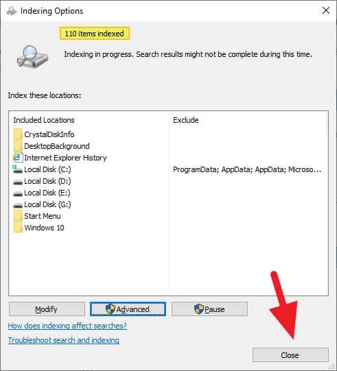 Idexing started Cara Mengecualikan Folder dari Pencarian Windows 7 Idexing started
