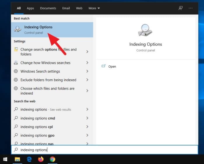 Indexing options Cara Mengecualikan Folder dari Pencarian Windows 1 Indexing options