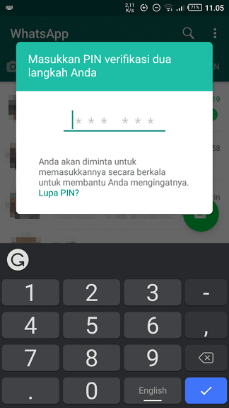 Masukan PIN Cara Aktifkan Verifikasi Dua Langkah WhatsApp Agar Anti Sadap 10 Masukan PIN