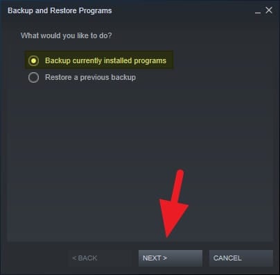 Backup currently installed programs Cara Backup & Restore Game Steam dengan Mudah 3 Backup currently installed programs