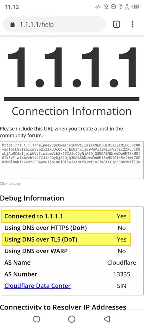Connection Information Cara Aktifkan DNS Pribadi 1.1.1.1 di Android 7 Connection Information