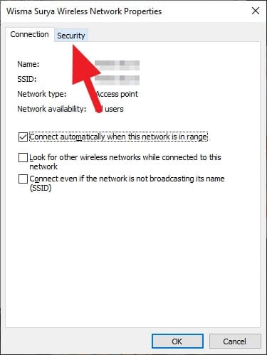 Security tab Cara Melihat Password WiFi yang Terhubung di PC/Laptop 5 Security tab