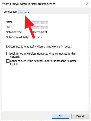 Security tab Cara Melihat Password WiFi yang Terhubung di PC/Laptop 7 Security tab