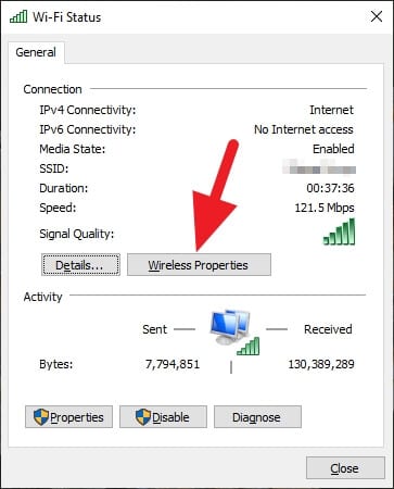 Wireless properties Cara Melihat Password WiFi yang Terhubung di PC/Laptop 4 Wireless properties