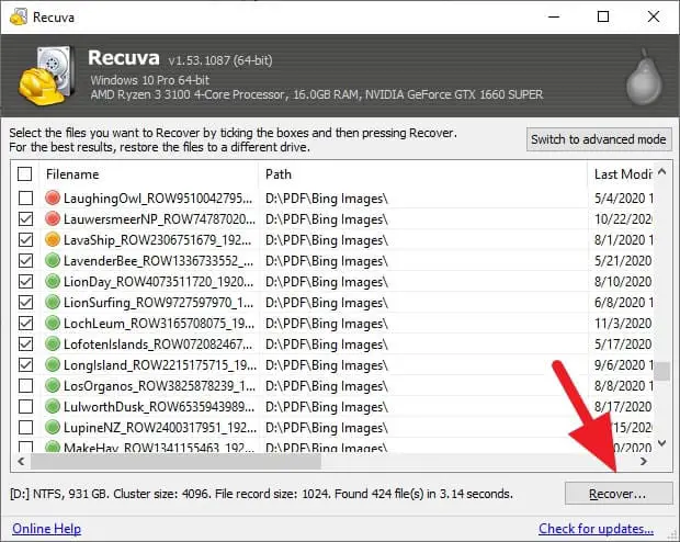 Recover Cara Menggunakan Recuva untuk Mengembalikan File yang Terhapus 7 Recover