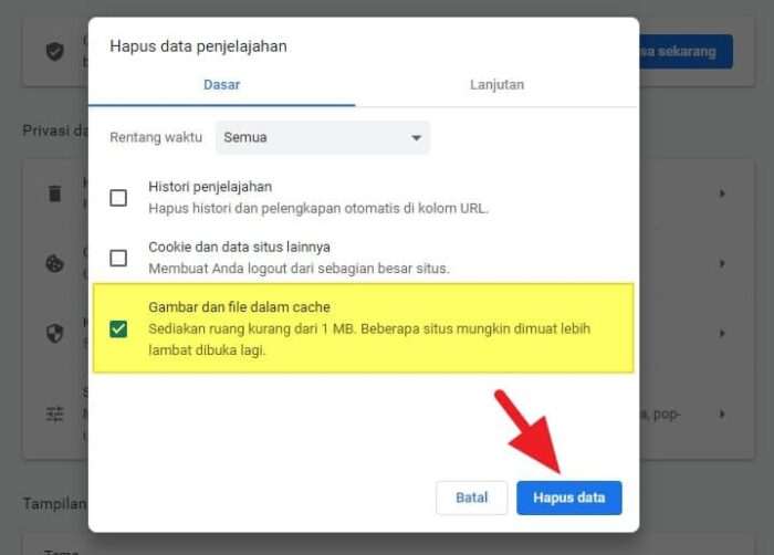 Cache hapus data 3 Cara Membersihkan Cache di PC/Laptop Agar Lebih Cepat 5 Cache hapus data