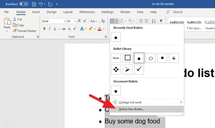 define new bullet 2 Cara Mudah Membuat Ceklis (✓) di Microsoft Word 8 define new bullet 2