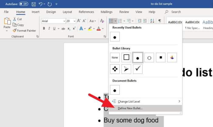 define new bullet 2 Cara Mudah Membuat Ceklis (✓) di Microsoft Word 10 define new bullet 2