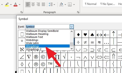 wingdings 3 Cara Mudah Membuat Ceklis (✓) di Microsoft Word 10 wingdings 3