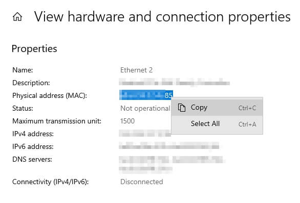 Copy mac address Cara Melihat MAC Address PC/Laptop Windows 10 5 Copy mac address