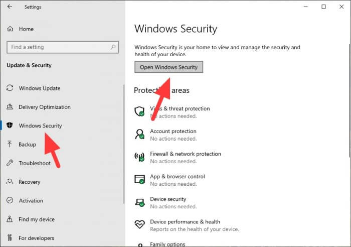 Open Windows Security Cara Mengaktifkan & Menonaktifkan Windows Defender di Windows 10 3 Open Windows Security