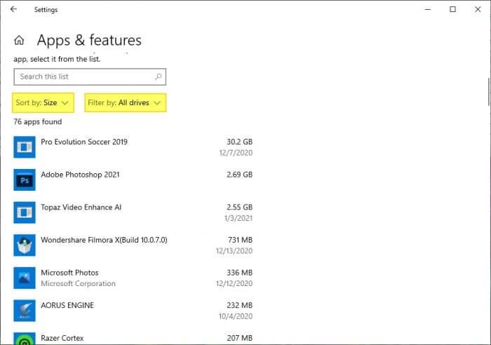 Sort by size Cara Instan Mencari File Berukuran Besar di Windows 10 7 Sort by size