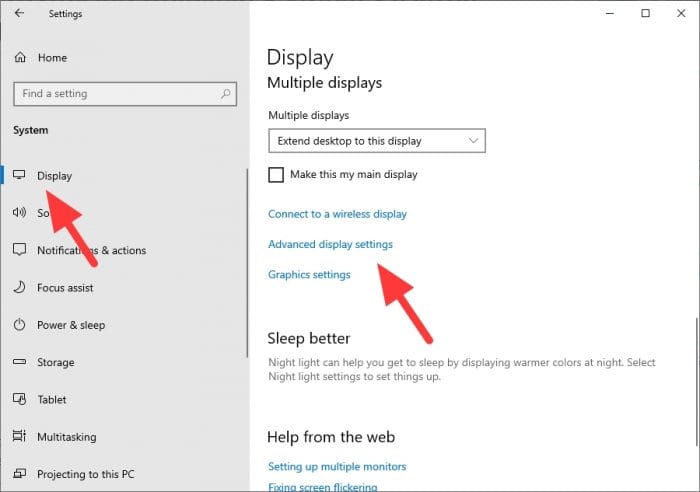 Advanced display settings 3 Cara Melihat Spesifikasi Graphics Card pada Windows 10 1 Advanced display settings 3