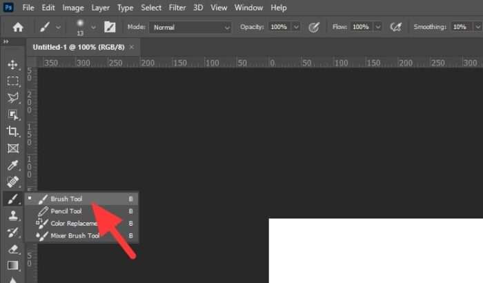 Brush tool 2 Cara Mudah Membuat Garis Lurus di Photoshop 4 Brush tool