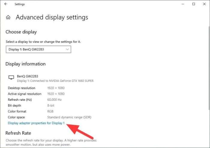 Display adapter properties Cara Melihat Spesifikasi Graphics Card pada Windows 10 6 Display adapter properties