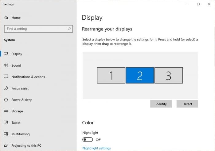 Rearrange your displays 1 Cara Mudah Setting 2 atau 3 Monitor di PC Windows 10 2 Rearrange your displays 1
