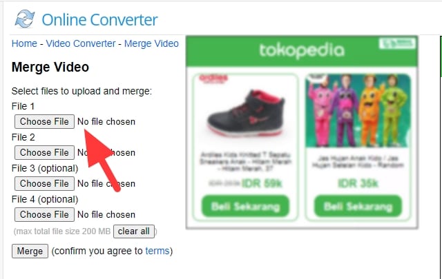 choose file 3 Cara Menggabungkan Video Online Gratis Tanpa Watermark 4 choose file