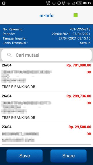 mutasi Cara Melihat Riwayat Transaksi Rekening di Aplikasi BCA Mobile 9 mutasi