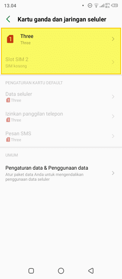 pilih sim Cara Mudah Mengubah Jaringan 3G Menjadi 4G di Android 2 pilih sim