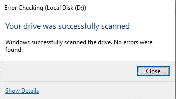 your drive was successfully scanned 4 Cara Memeriksa Kesehatan Hard Disk di Laptop/PC Kamu 6 your drive was successfully scanned