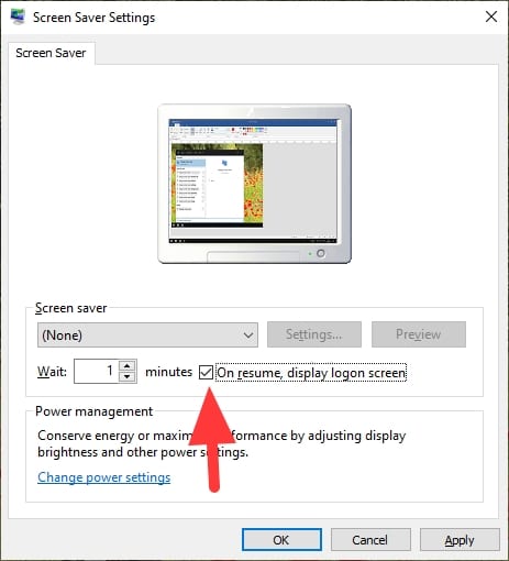 On resume display logon screen 5 Cara Cepat Mengunci Windows 10 Ketika Tidak Digunakan 4 On resume display logon screen