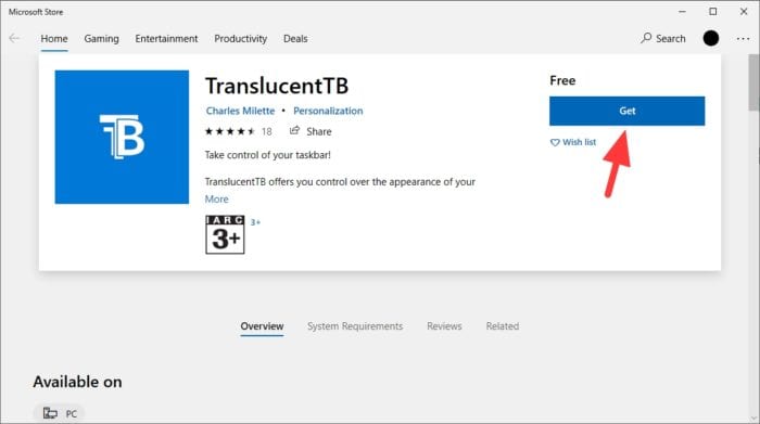 get translucenttb 2 Cara Membuat Menu Taskbar Transparan di Windows 10 7 get translucenttb
