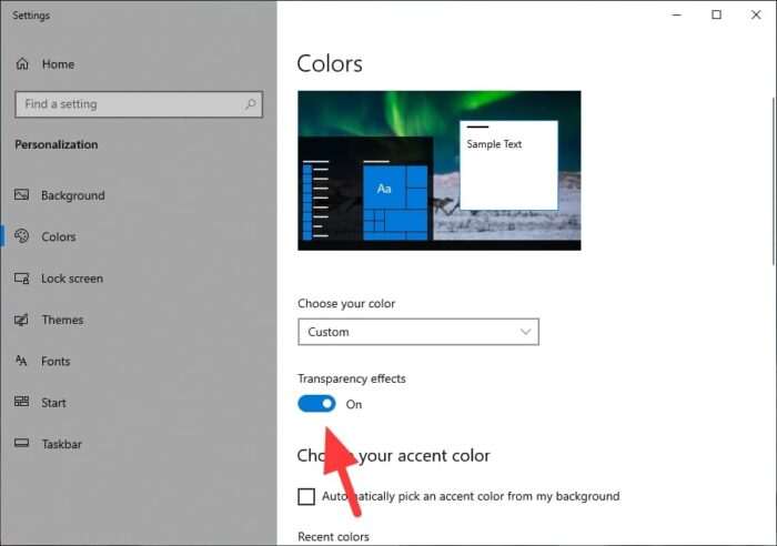 transparency effects 2 Cara Membuat Menu Taskbar Transparan di Windows 10 5 transparency effects