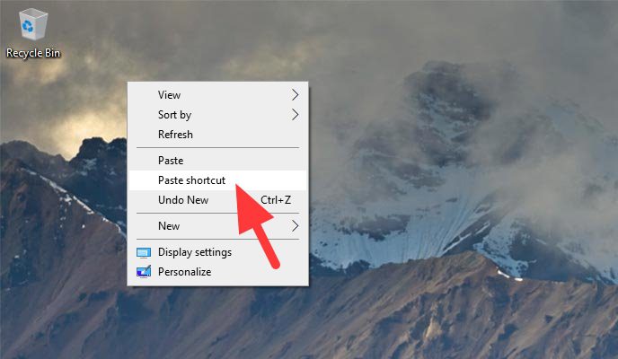 paste shortcut 5 Cara Membuat Shortcut Aplikasi/Folder di Desktop Windows 10 4 paste shortcut