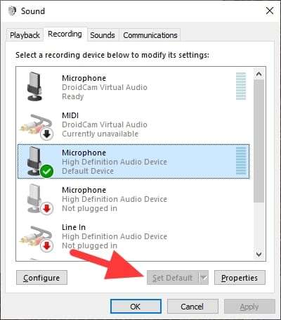 set default Cara Mengaktifkan Microphone di PC/Laptop Windows 10 6 set default