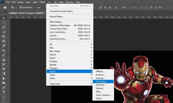 filter find edges Cara Mudah Membuat Efek Kapur di Photoshop 4 filter find edges