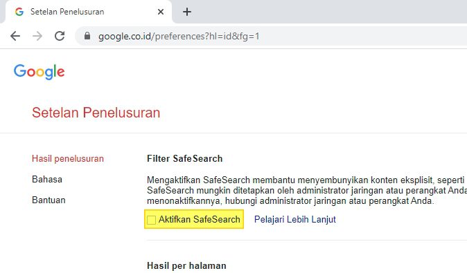 aktifkan safesearch Cara Menonaktifkan Filter 'SafeSearch' di Mesin Pencari Google 3 aktifkan safesearch