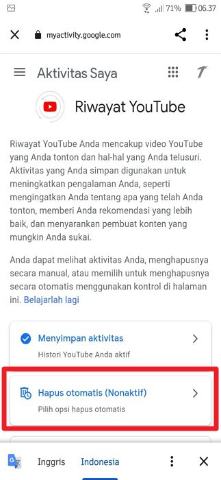 hapus otomatis yt android Cara Menghapus Histori Tontonan YouTube Secara Otomatis 12 hapus otomatis yt android