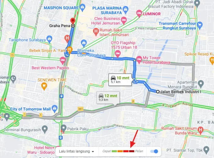 peta lalu lintas Cara Melihat Situasi Kemacetan Jalan dengan Google Maps 6 peta lalu lintas