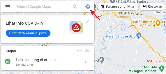 rute Cara Melihat Situasi Kemacetan Jalan dengan Google Maps 2 rute