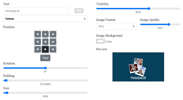 menu pengaturan batch watermark 4 Cara Membuat Watermark pada Foto Tanpa Bantuan Aplikasi 4 menu pengaturan batch watermark