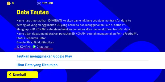Screenshot 20220603 110708 Cara Menautkan Akun eFootball ke ID Konami Agar Data Aman 14 Screenshot 20220603 110708