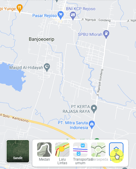 pilih satelit Cara Mengukur Jarak di Google Maps dengan Mudah 11 pilih satelit