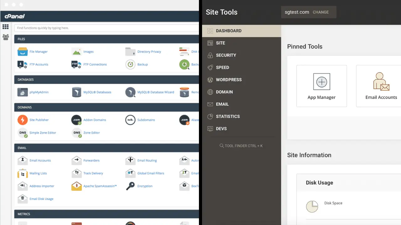 cpanel vs site tools 5 Kelebihan Hosting WordPress Dibanding Shared Hosting 1 cpanel vs site tools