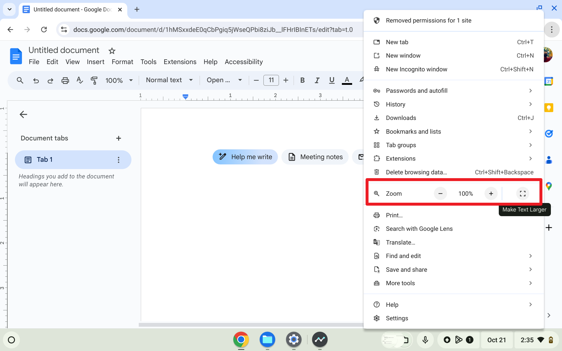 Zoom In di Google Chrome Cara Memperbesar Ukuran Font di Chromebook 4 Zoom In di Google Chrome