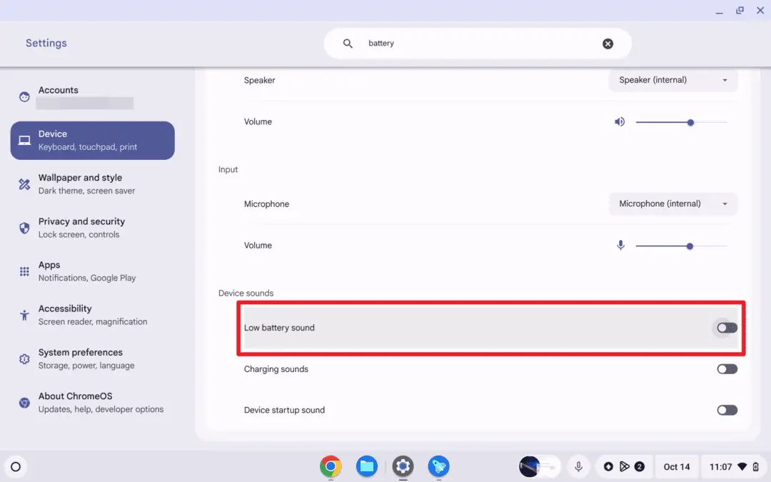 Turning Off Low Battery Sound Cara Mematikan Suara Baterai Lemah di Chromebook 3 Turning Off Low Battery Sound